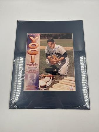 Yogi berra autographed photo commemorating his hall of fame induction - matted and sealed