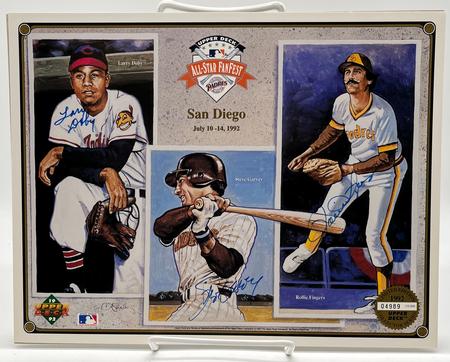 LARRY DOBY, STEVE GARVEY, ROLLIE FINGERS ALL- STAR FANFEST autographed LITHOGRAPH