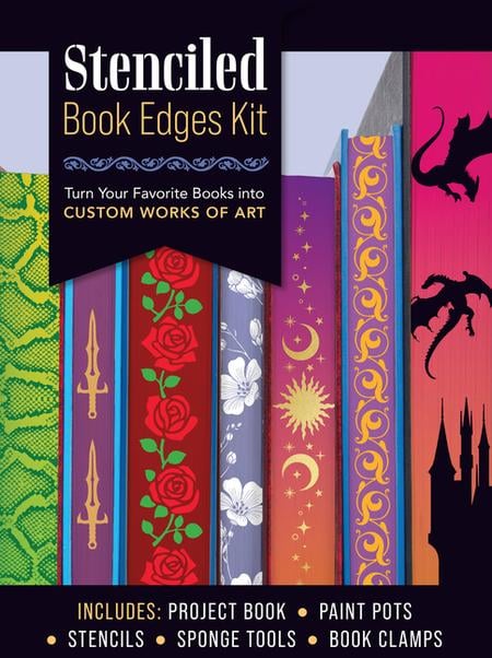 Stenciled Book Edges Kit : Turn Your Favorite Books Into Custom Works of Art - Includes: Project Book, Paint Pots, Stencils, Sponge Tools, Book C