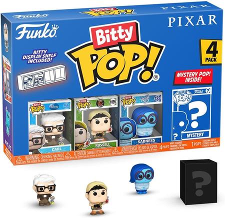 Funko Pop! Bitty: Pixar Mini Collectible Toys 4-Pack - Carl, Russell (Dug Days), Sadness, & Mystery Chase Figure (Styles May Vary)