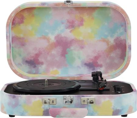 Crosley CR8009B-TD Discovery Vintage Bluetooth in/Out 3-Speed Belt-Driven Suitcase Vinyl Record Player Turntable, Tie-Dye