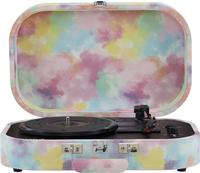 Crosley CR8009B-TD Discovery Vintage Bluetooth in/Out 3-Speed Belt-Driven Suitcase Vinyl Record Player Turntable, Tie-Dye