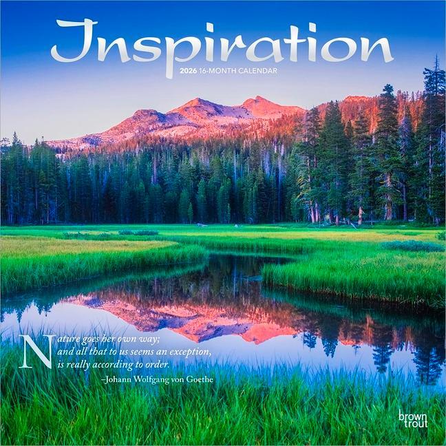 Inspiration 2026 12 X 24 Inch (Hanging) Monthly Square Wall Calendar Foil Stamped Cover Plastic- Free