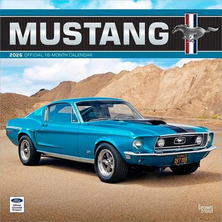 Ford Mustang Official 2026 12 X 24 Inch (Hanging) Monthly Square Wall Calendar Foil Stamped Cover Plastic-Free