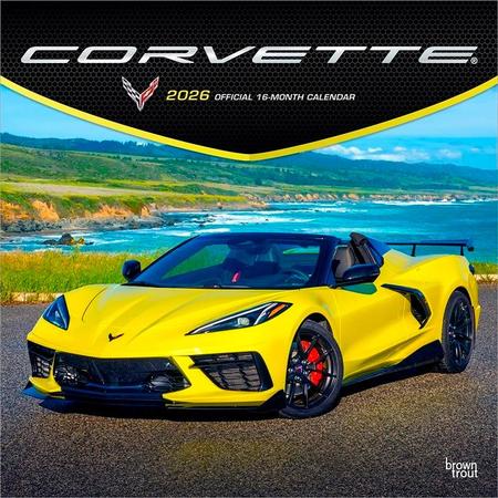 Corvette Official 2026 12 X 24 Inch (Hanging) Monthly Square Wall Calendar Plastic-Free