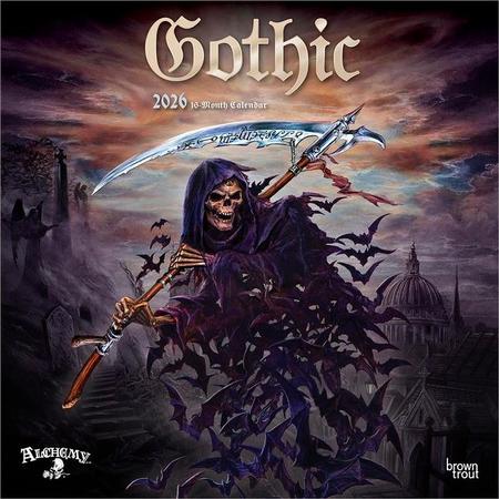 Gothic Alchemy Official 2026 12 X 24 Inch (Hanging) Monthly Square Wall Calendar Plastic-Free