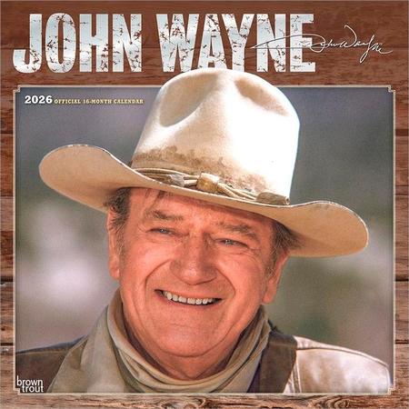 John Wayne Official 2026 12 X 24 Inch (Hanging) Monthly Square Wall Calendar Foil Stamped Cover Plastic-Free