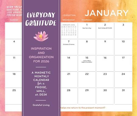 Everyday Gratitude Magnetic Wall Calendar 2026: A Magnetic Monthly Calendar for a Fridge, Wall, or Desk