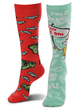 Dr. Seuss Mismatch Green Eggs & Ham Socks