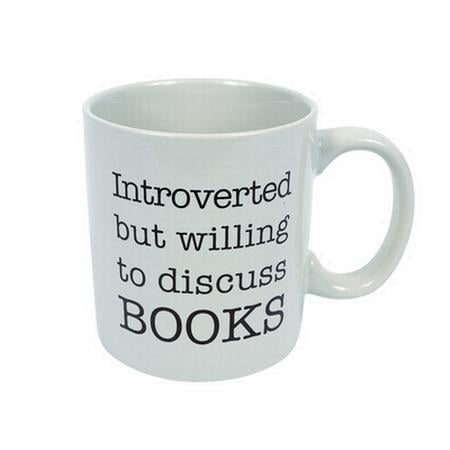 Introverted but willing to discuss books mug
