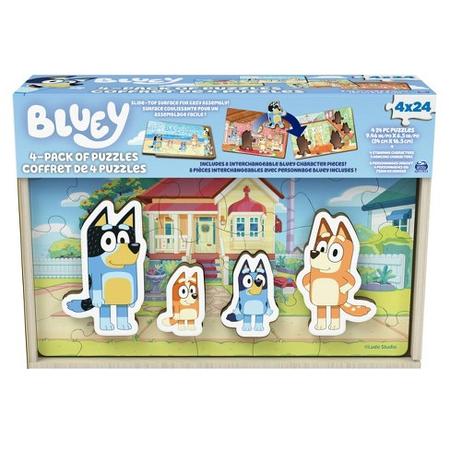 Bluey 4-Pack of Wooden 24-Piece Puzzles with Interchangeable Pieces