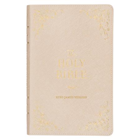 KJV Holy Bible, Standard Size Faux Leather Red Letter Edition - Thumb Index & Ribbon Marker, King James Version, Pearlescent Taupe